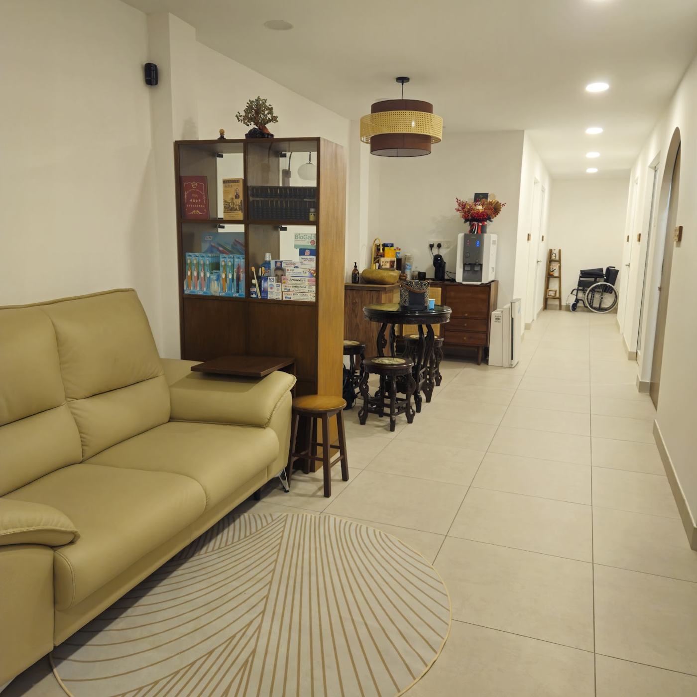 Waiting area with a soft sofa